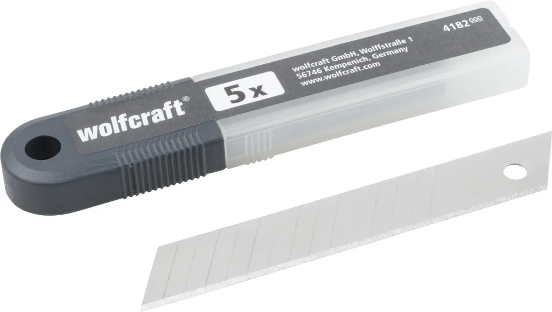 Wolfcraft 5 Afbreekmessen 18mm - 15 Segmenten - 5 Reservemesjes - Zilver