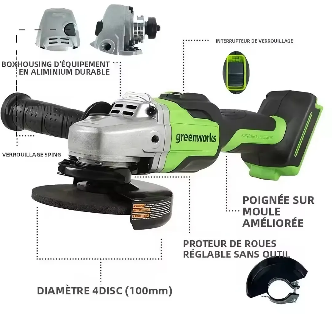 Greenworks AGD403 Haakse Slijper 24V - 10500 tr/min - 100mm
