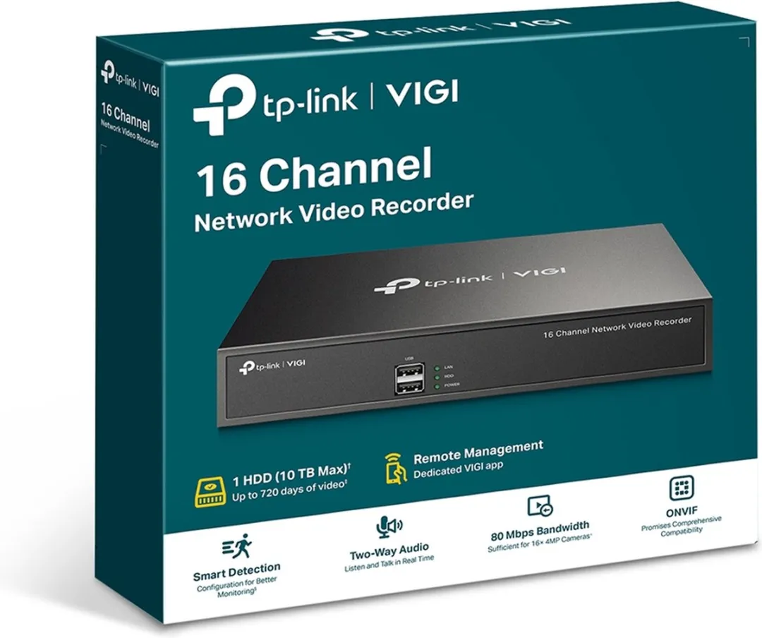 TP-Link VIGI NVR1016H NVR - 16 Kanalen - Zwart