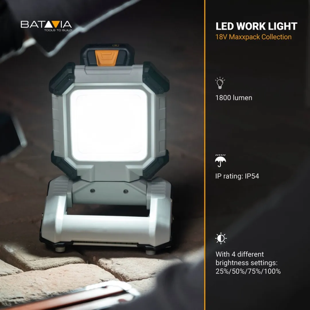 Batavia 18V Accu LED Bouwlamp EC1_7064212 - Incl. 2.0Ah Accu & Lader