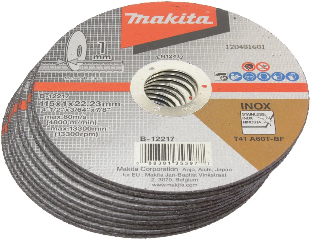 Makita B-12217-10 Doorslijpschijf INOX 115x1mm