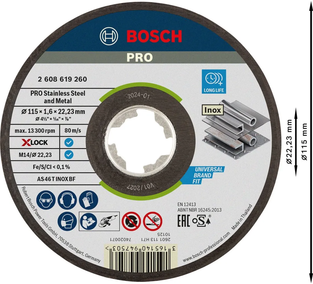 Bosch Professional Doorslijpschijf 115mm - 22.23mm - 1 Stuk