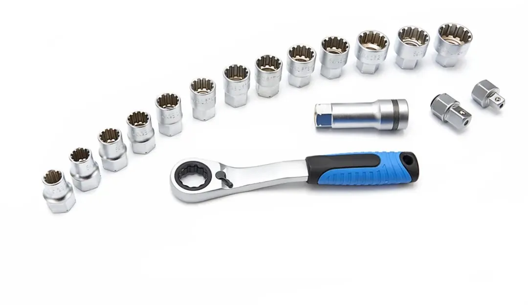 HBM Machines 17-delige Doorsteek Doppenset - 10-24mm - Zwart