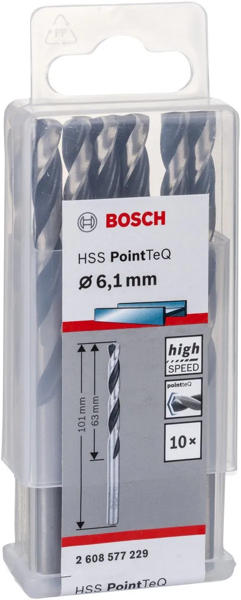 Bosch HSS PointTeQ DIN 338 Boor 6,1x63x101mm - 10 Stuks