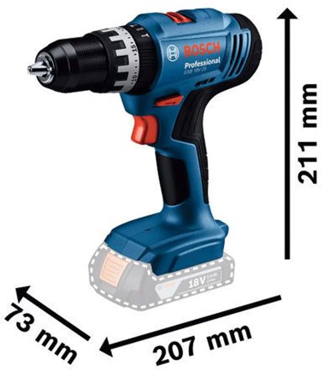 Bosch Professional GSB 18V-25 Accu-klopboormachine - 2x Accu 2.0Ah + Lader + 63 Accessoires