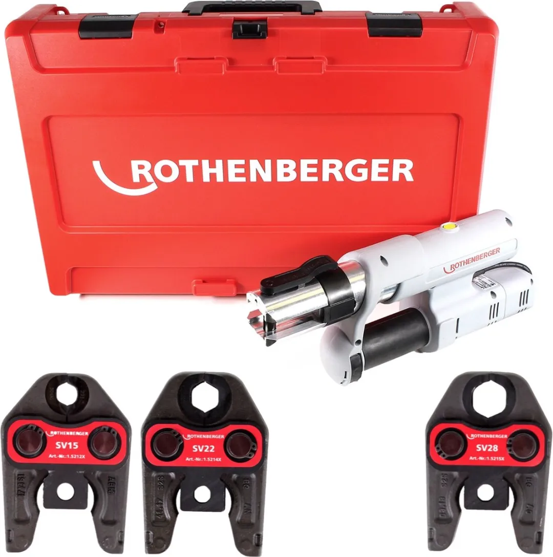 Rothenberger ROMAX AC ECO SV 230V Krimpmachine - 3 Persbekken - Grijs/Zwart/Rood