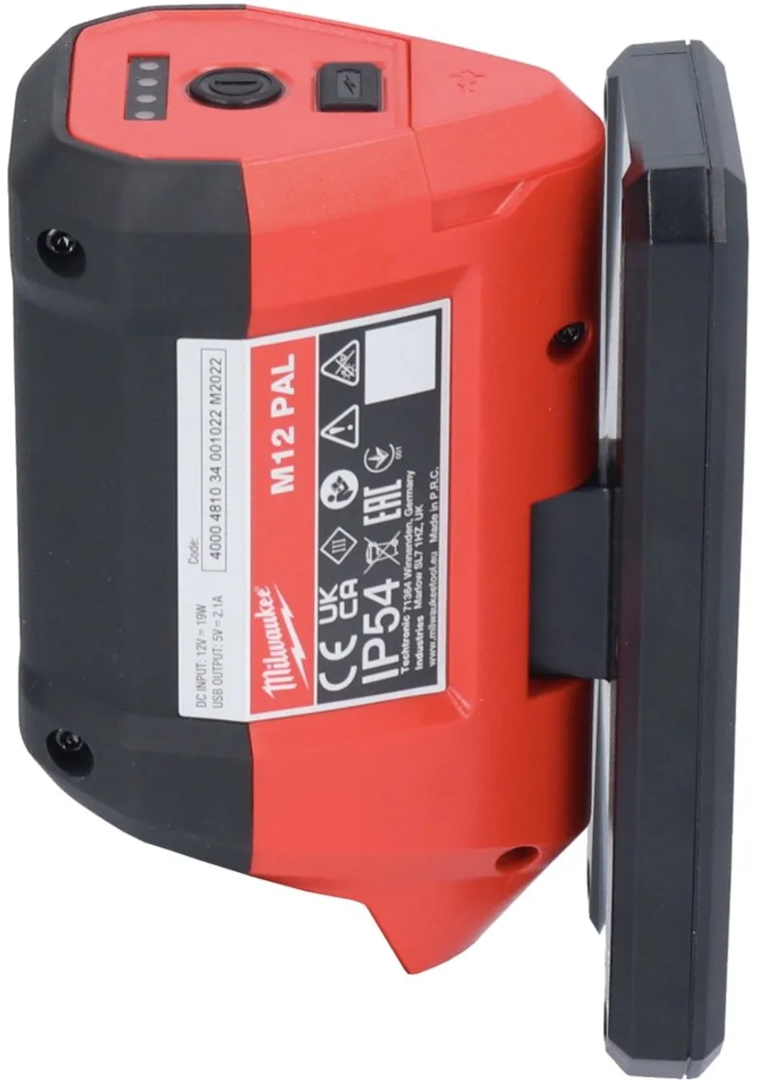 Milwaukee M12 PAL-0 LED Lamp Body 700Lm - Rood/Zwart - afbeelding 2 van 6