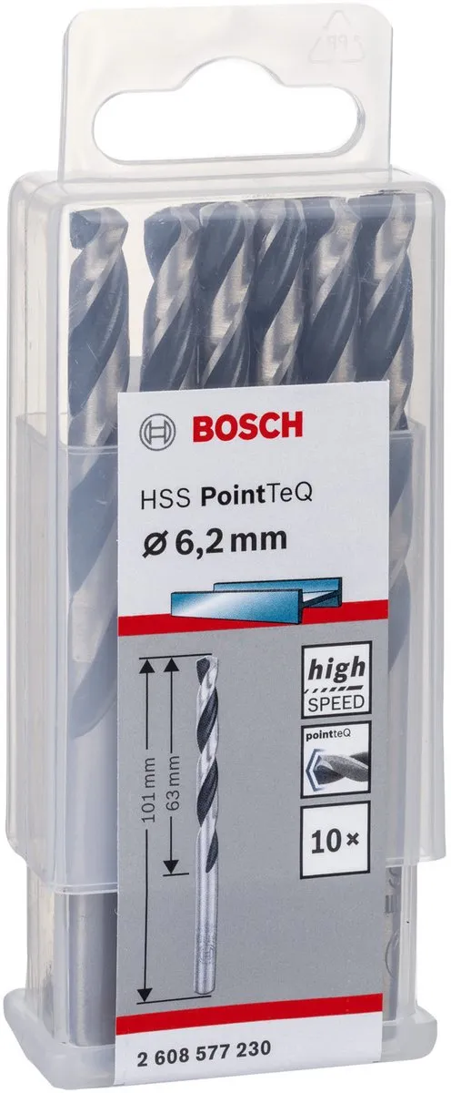 Bosch HSS PointTeQ Boormachinebits 10x - 6,2x63x101mm