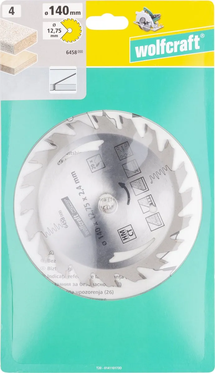 Wolfcraft Zilver Cirkelzaagblad 140mm 20 Tanden - 6458000