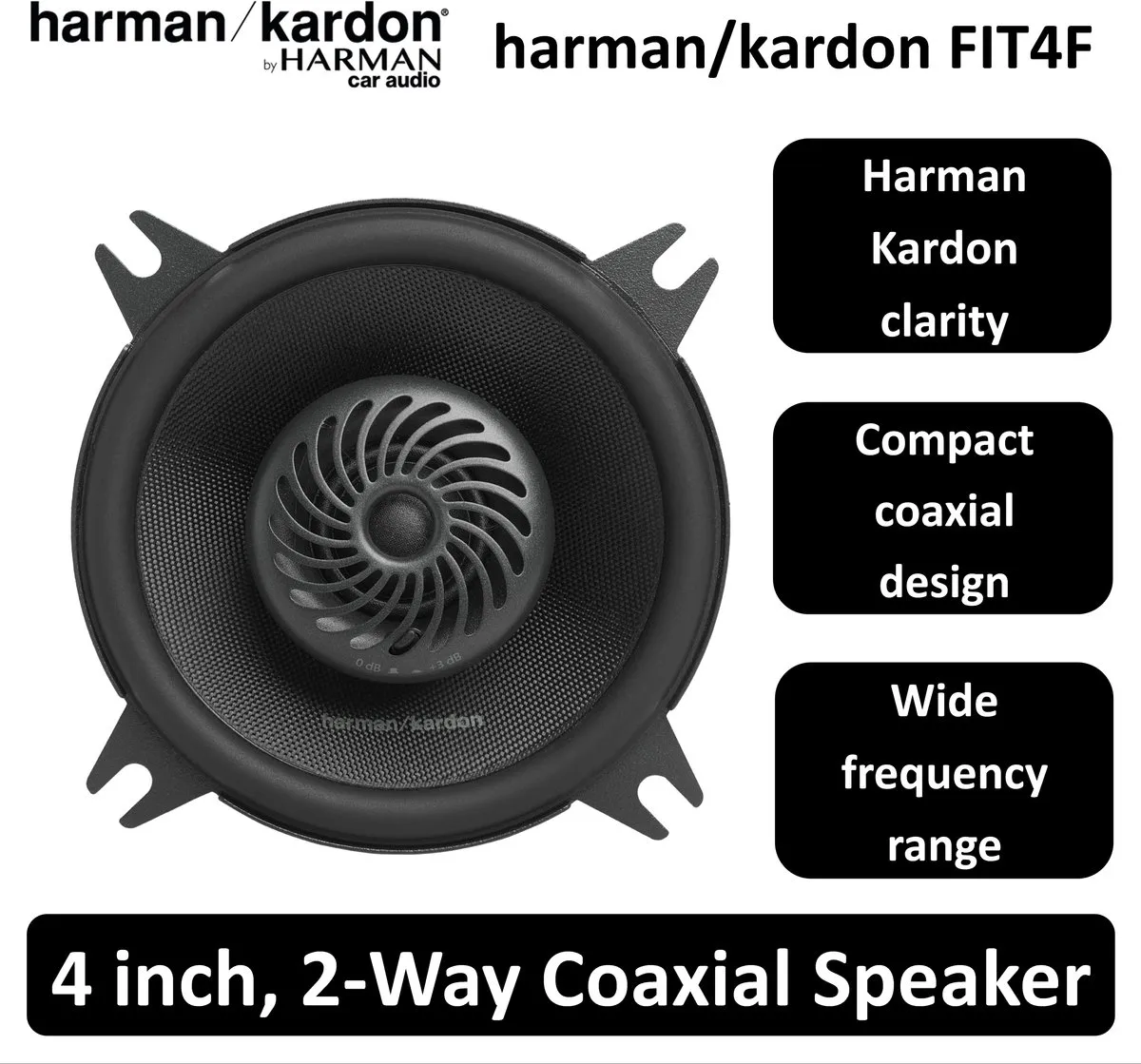 Harman Kardon FIT4F – Coaxiale Autospeakers 4 inch – 30W RMS – Thiele-Small Afstemming – Krachtig Geluid