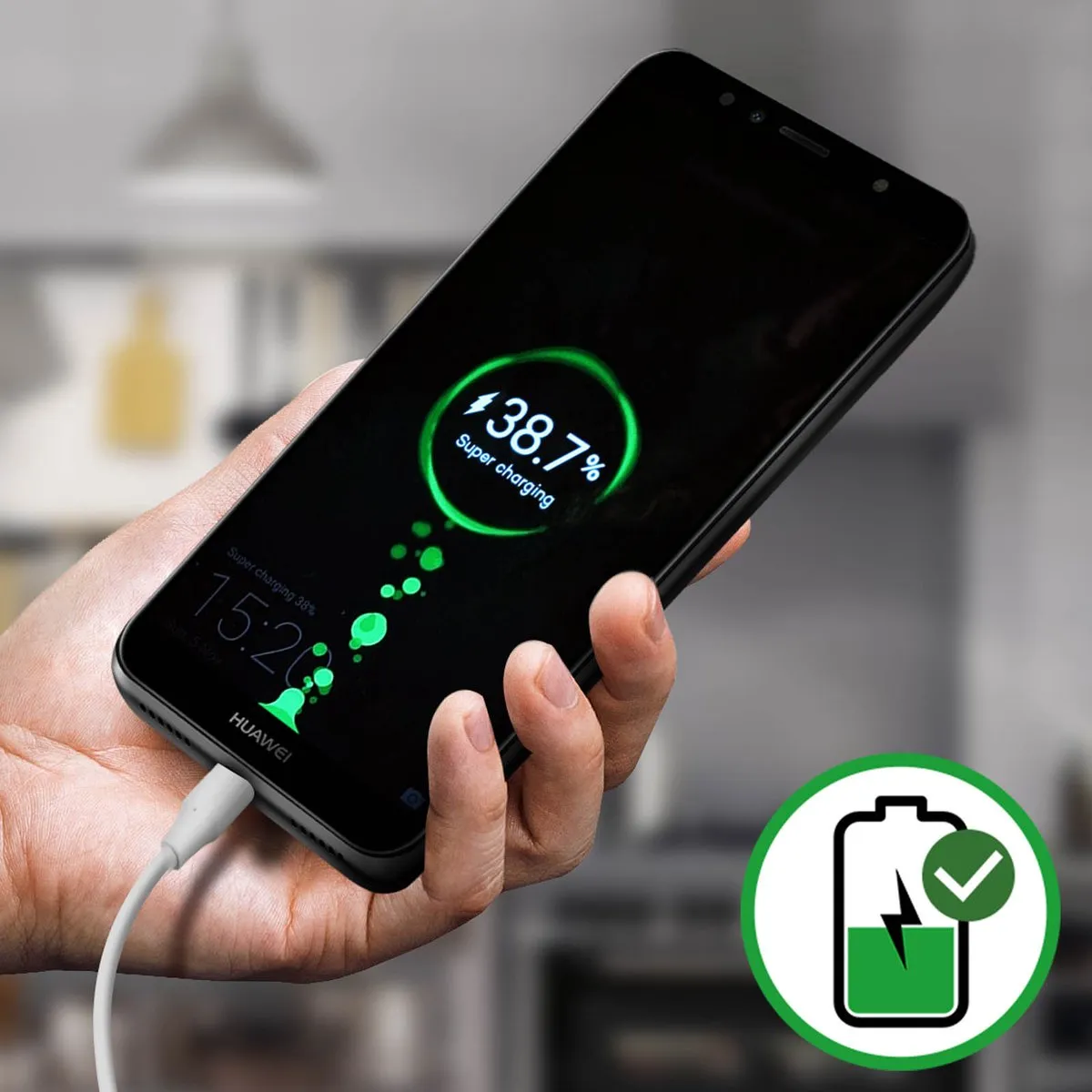 Huawei COSEC-H7A Flexkabel + Oplaadstekker - Zwart
