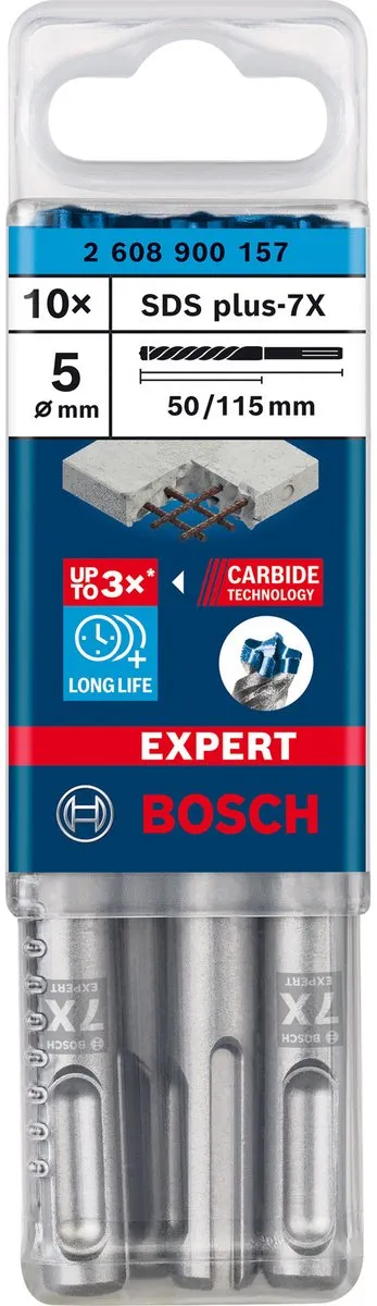 Bosch Professional EXPERT SDS plus-7X Hamerboor 10 Stuks - 5x50x115mm