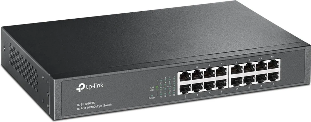TP-Link TL-SF1016DS 16-Poorts Netwerk Switch - Grijs
