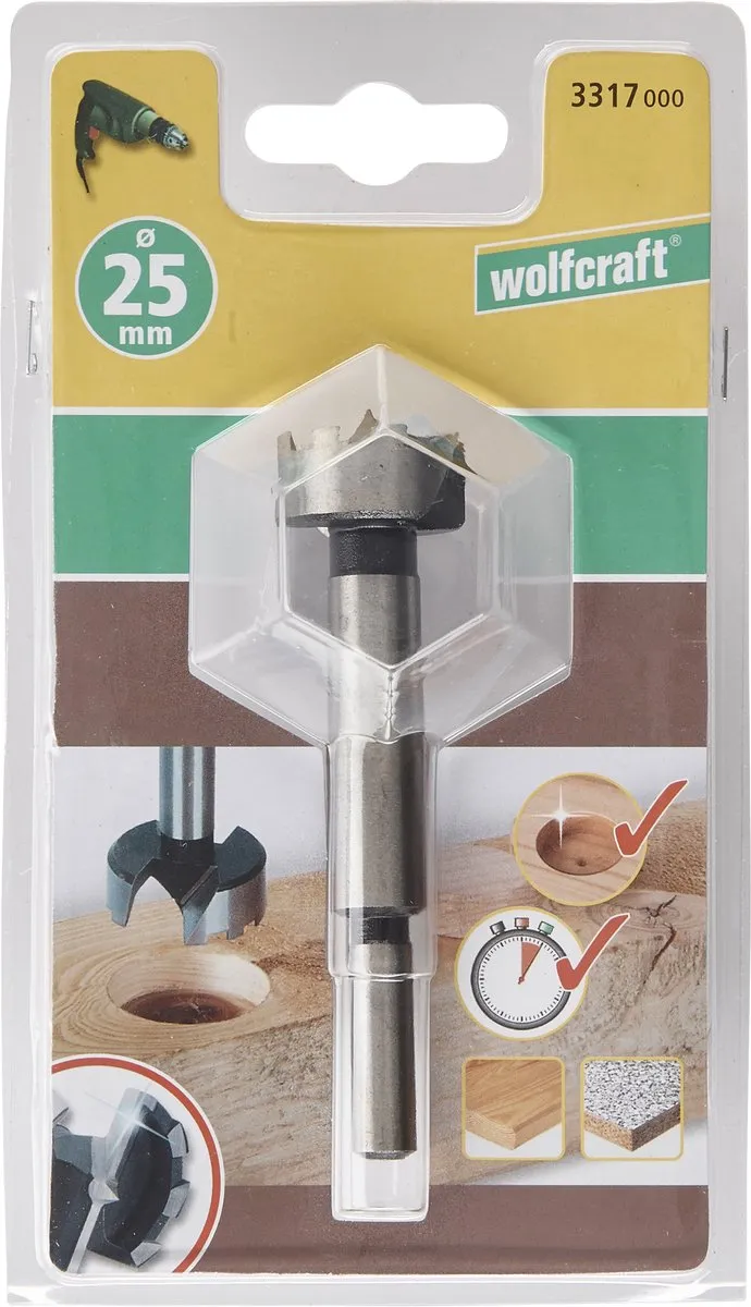 Wolfcraft Scharnierboor 25mm Forstner Hout - 3317000