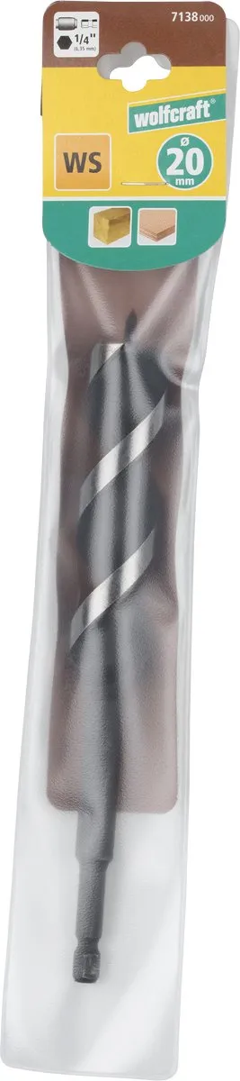 Wolfcraft 20mm Slangenboor Hout 165mm Hex 7138000