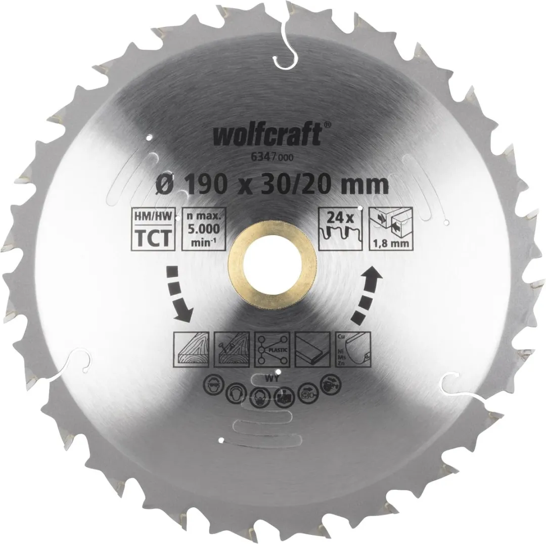 Wolfcraft Lila Cirkelzaagblad 190mm 24 Tanden