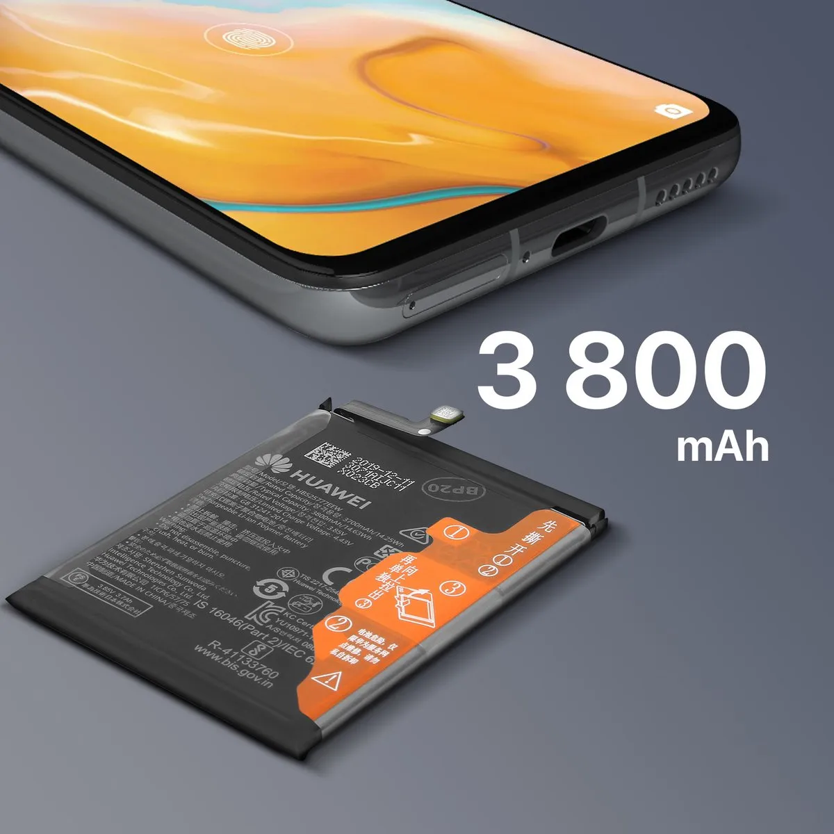 Huawei P40 Interne Accu HB525777EEW - 3800mAh - Zwart