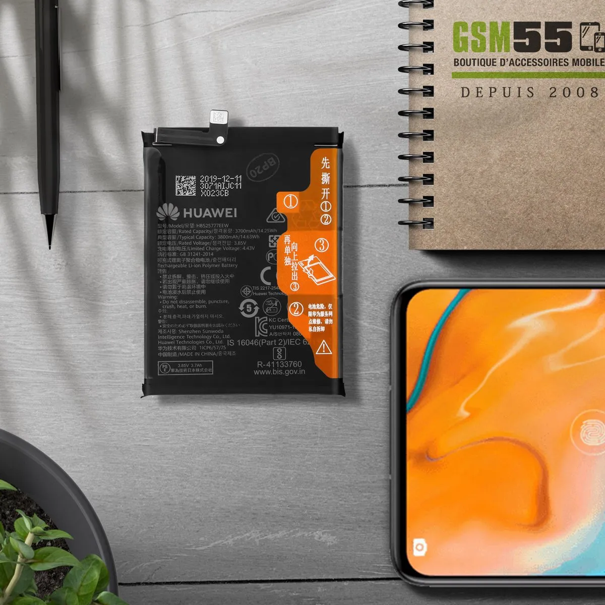 Huawei P40 Interne Accu HB525777EEW - 3800mAh - Zwart
