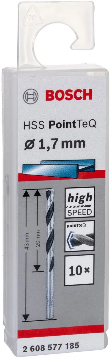 Bosch HSS PointTeQ DIN 338 1,7x20x43mm - 10 Stuks