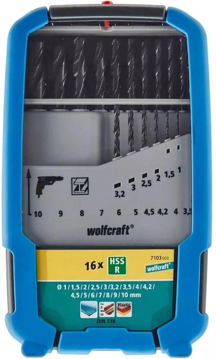 Wolfcraft Metaalboorset 16-delig Ø1-10mm - afbeelding 6 van 6