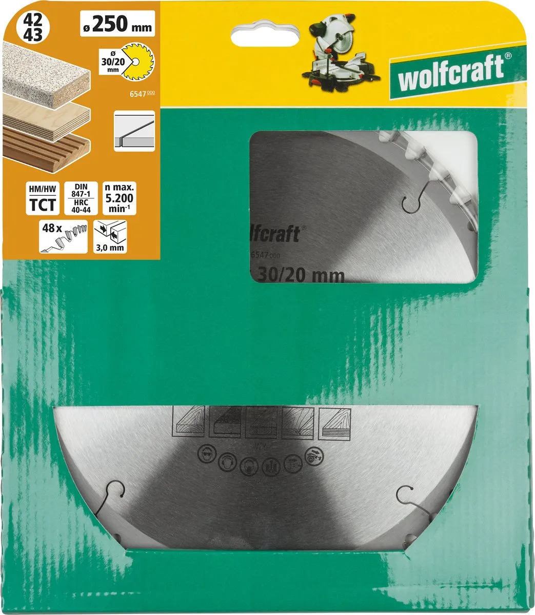 Wolfcraft Zaagblad 250x30mm 48 Tanden - Oranje Serie