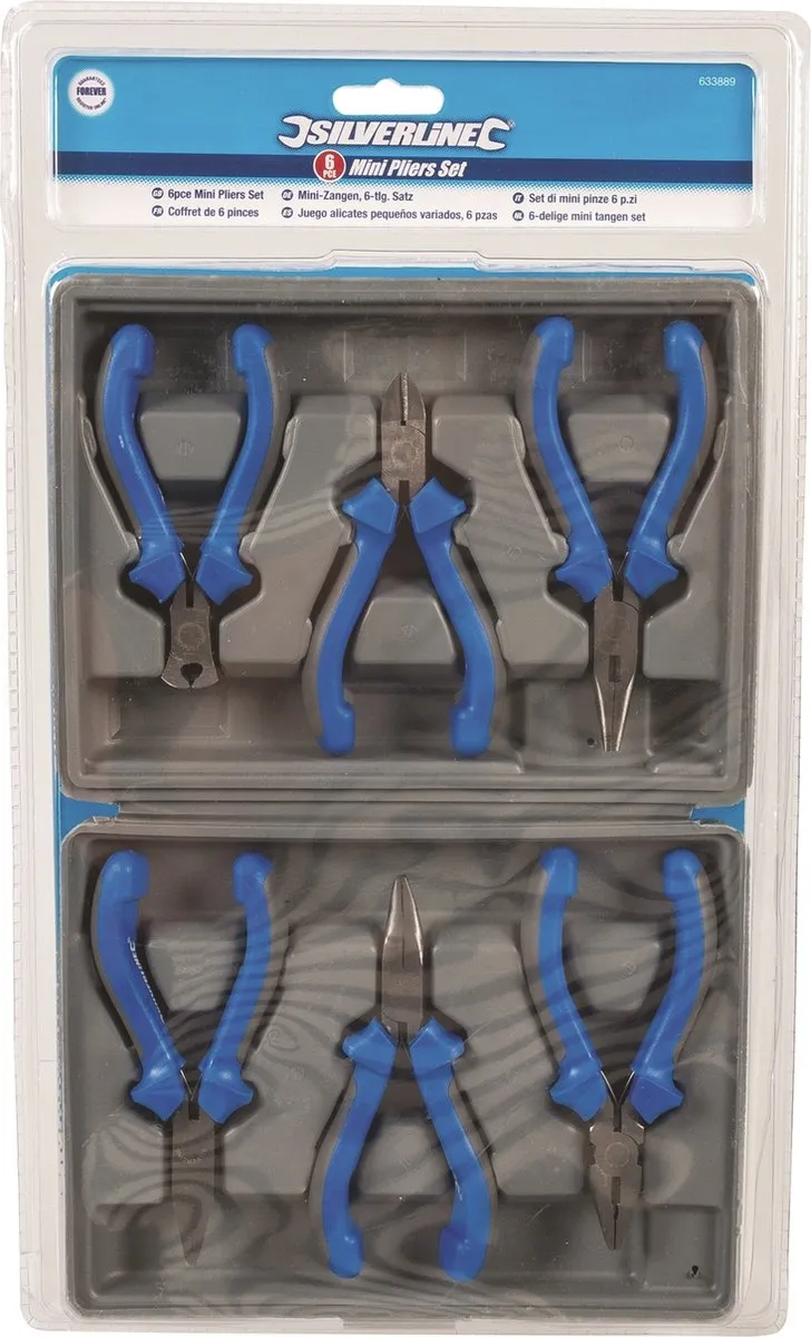 Silverline 6-delige Mini Tangenset - Grijs
