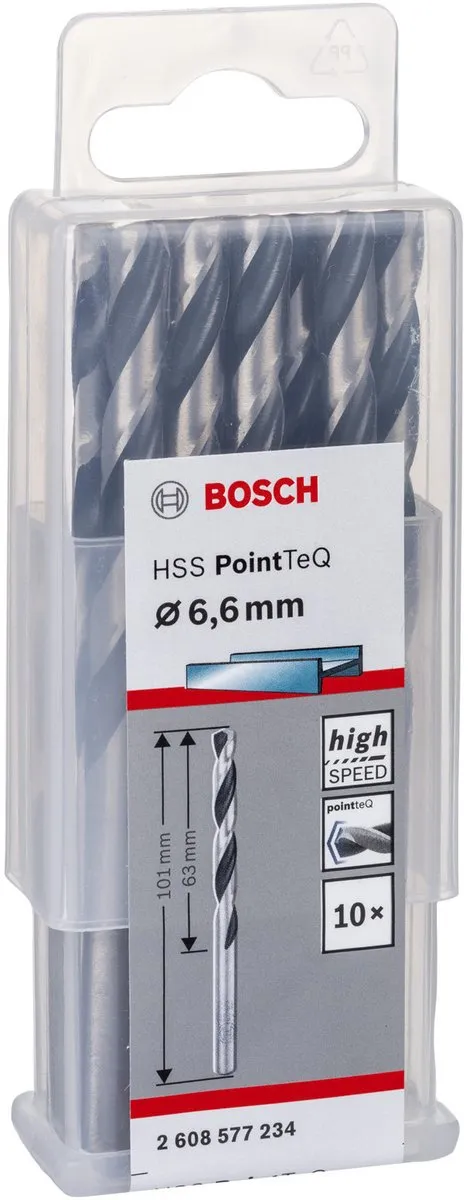 Bosch HSS PointTeQ DIN 338 Boor 6,6x63x101mm - 10 Stuks