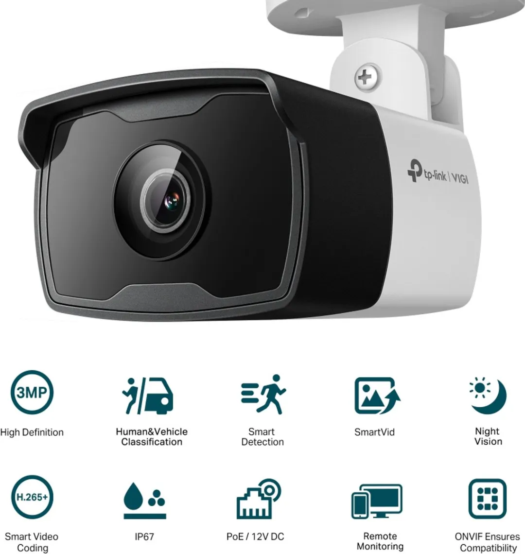TP-Link VIGI C330I(6MM) Beveiligingscamera - 6mm lens - Zwart/Wit