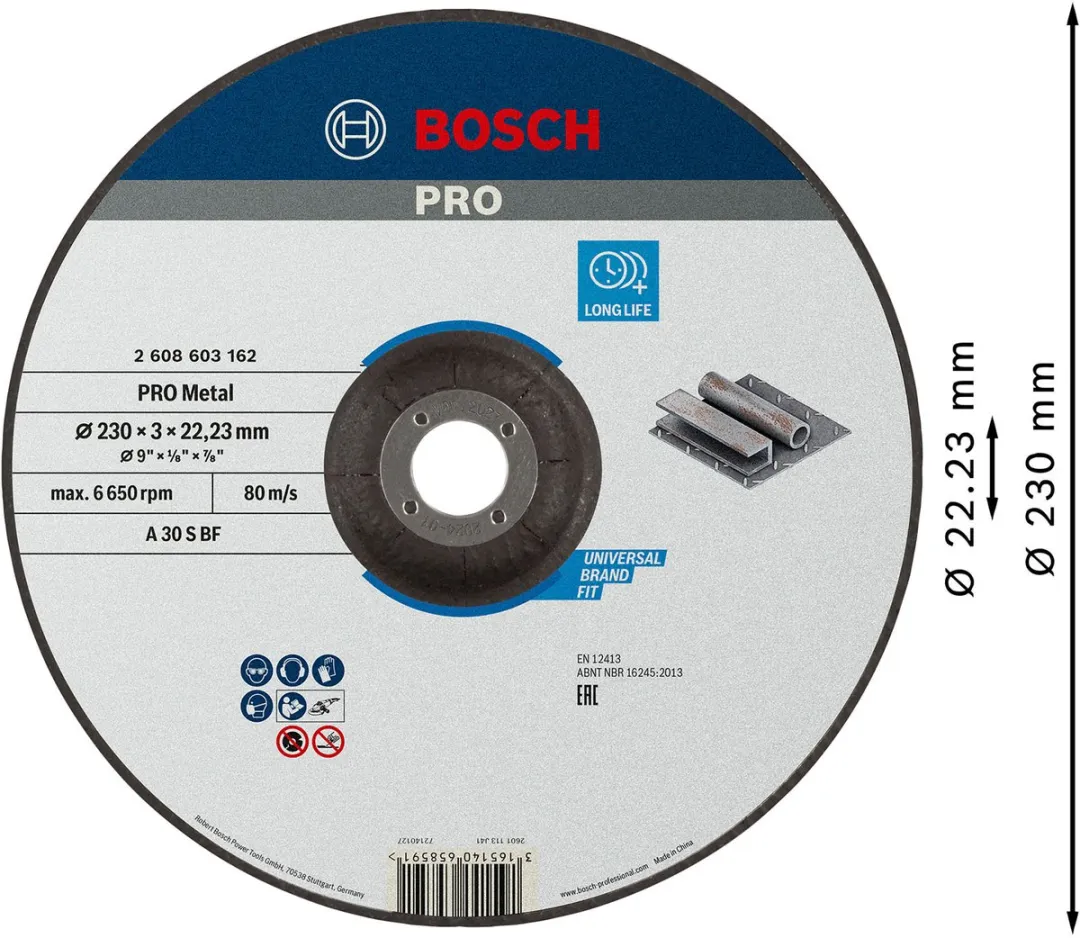 Bosch Professional Doorslijpschijf A 30 S BF 230mm Metaal - 22,23mm As