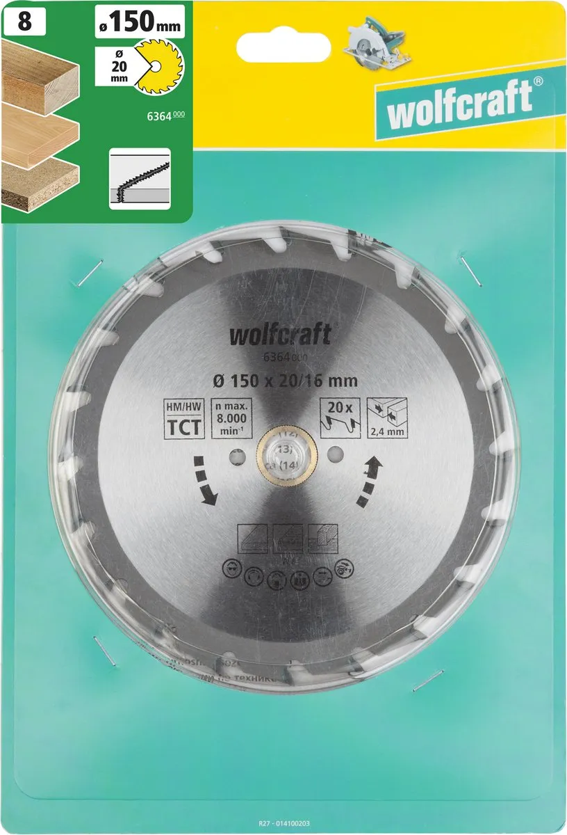 Wolfcraft Cirkelzaagblad 150x20mm 20 Tanden - Serie Groen