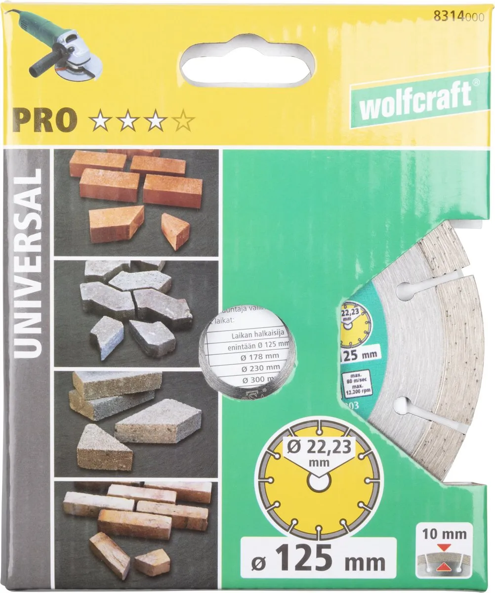 Wolfcraft Diamantdoorslijpschijf Ø125mm - 22.23mm As - 8314000