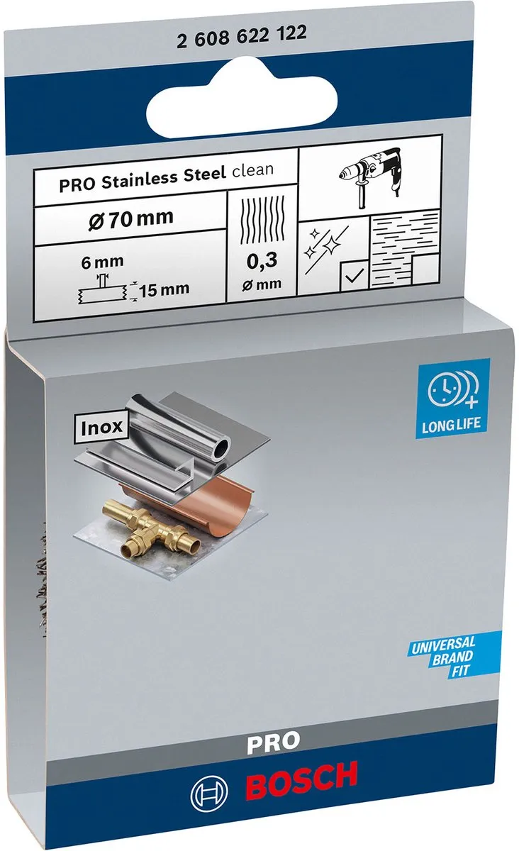 Bosch Professional 6mm Schijfborstel 70 Gegolfd RVS - Zilver - afbeelding 6 van 6