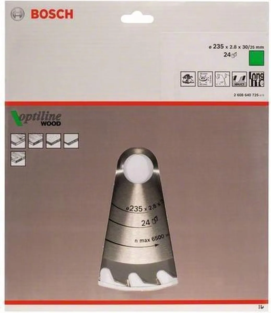 Bosch Professional Cirkelzaagblad Optiline CIRKZB 235x30/25x2.8 24T Hout