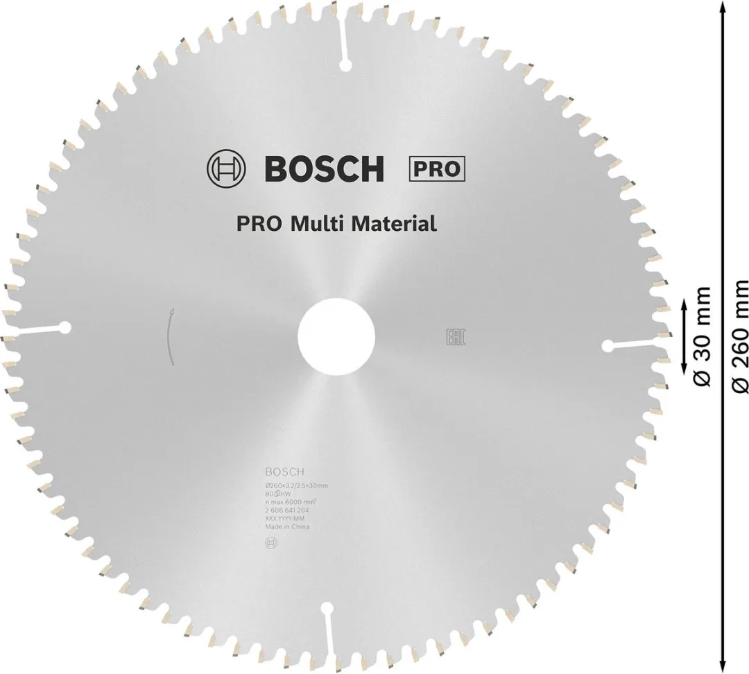 Bosch Professional Cirkelzaagblad Multimaterial 260mm - 80T