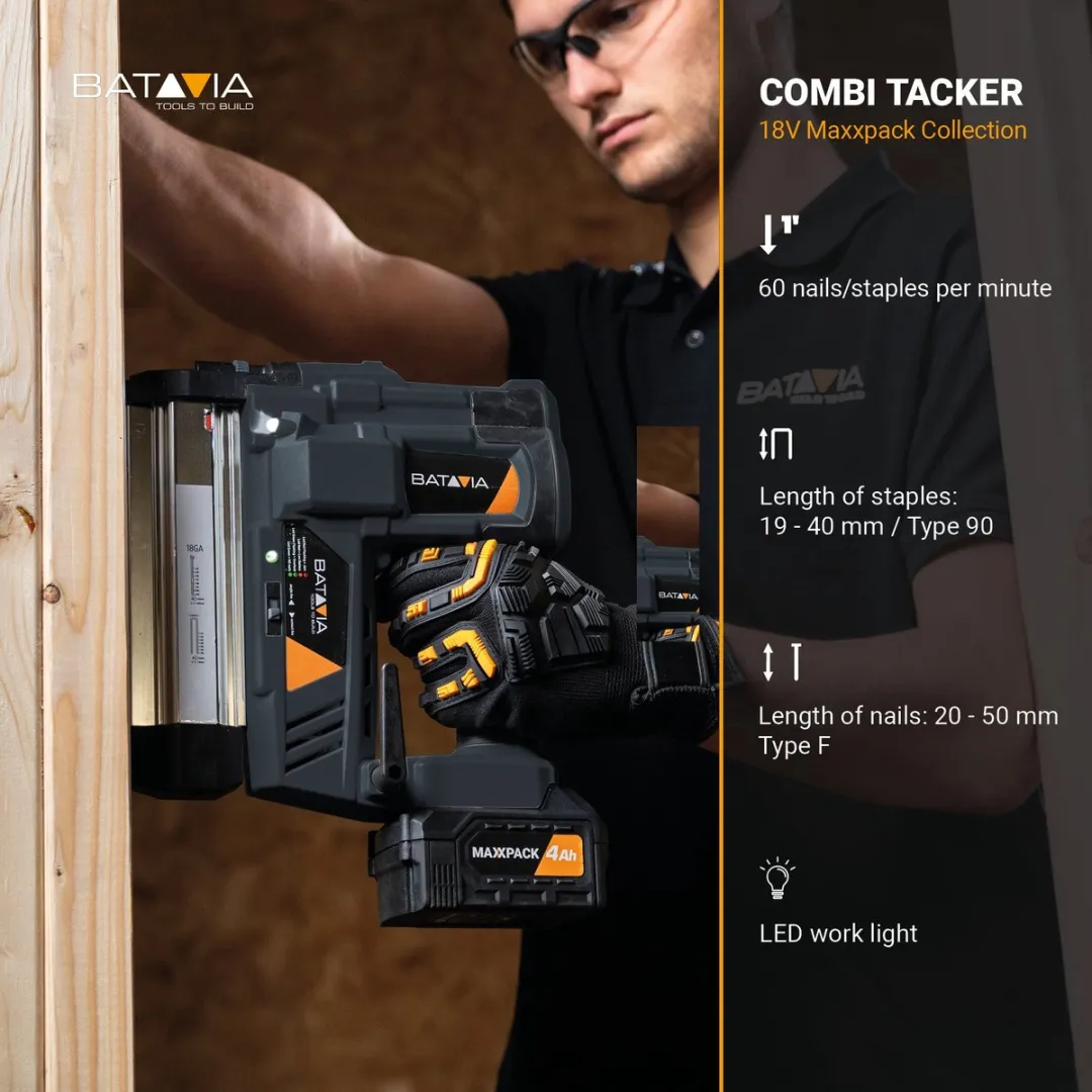 Batavia 18V Accu Combi Tacker 18GA Ultra EC1_7063094 - 2.0Ah - Incl. accu & lader