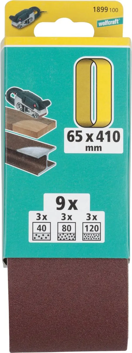 Wolfcraft Schuurpapier Set 65x410mm - Korrel 40/80/120 - 9 Stuks - afbeelding 6 van 6