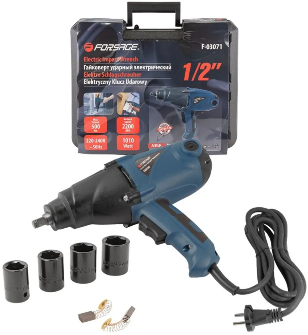 Forsage F-03071 Elektrische Slagmoersleutel 450Nm - 1010W - 4 Nasadki