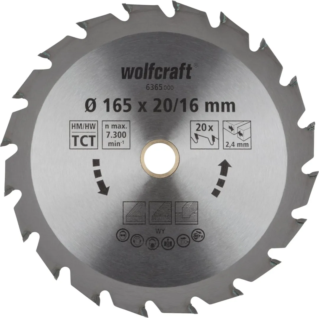 Wolfcraft Cirkelzaagblad 165x20mm 20 Tanden - Serie Groen