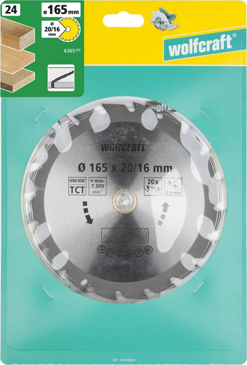 Wolfcraft Cirkelzaagblad 165x20mm 20 Tanden - Serie Groen