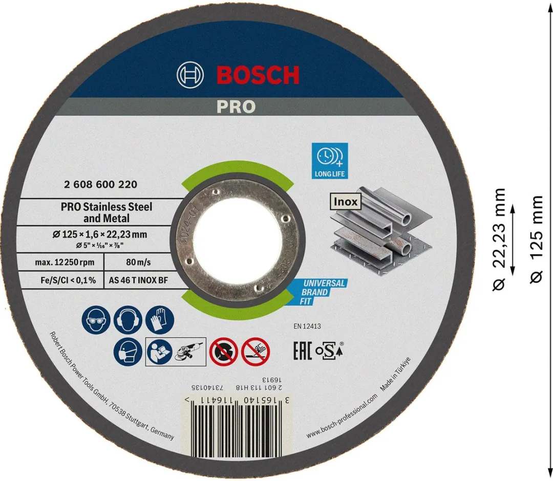 Bosch Expert for Inox AS 46 T Doorslijpschijf 125mm - 22,23mm