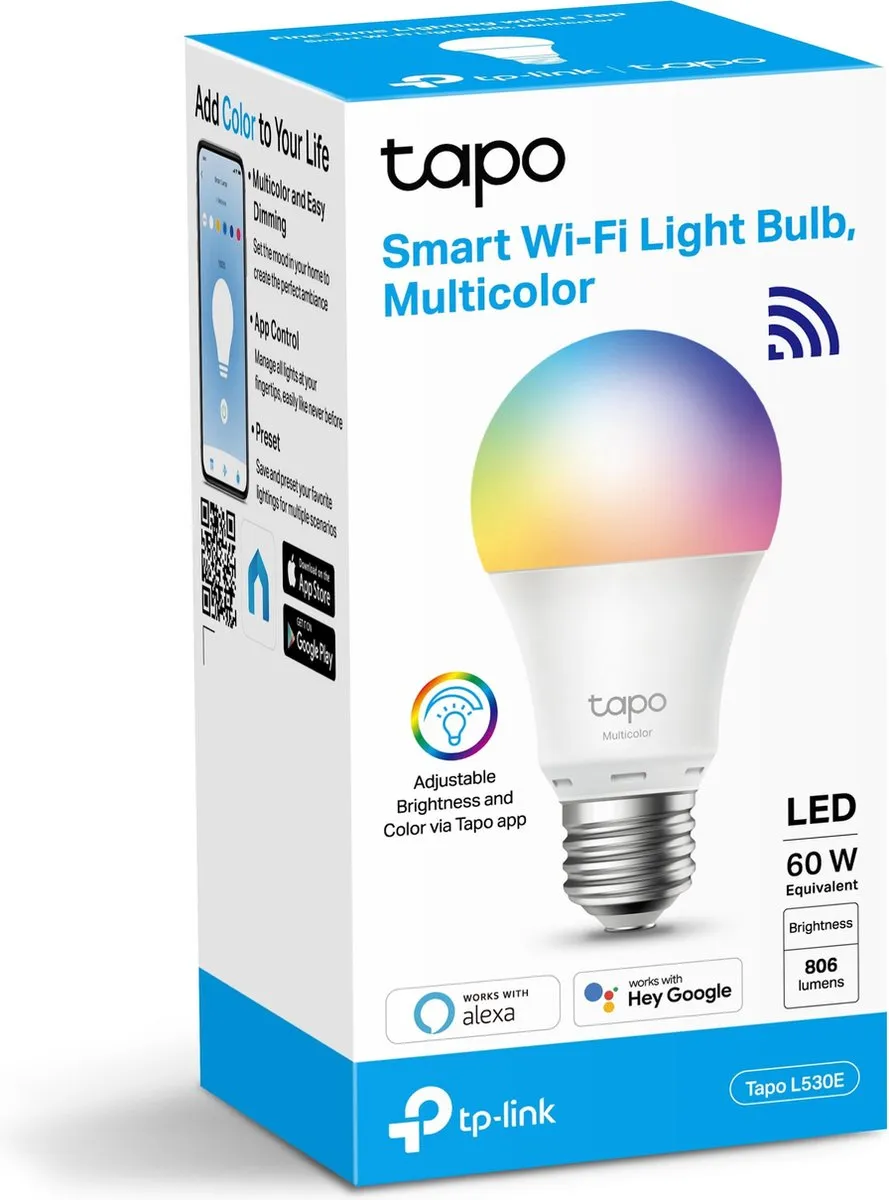 TP-Link Tapo L530E Slimme LEDlamp E27 - Wit & Kleur - WiFi