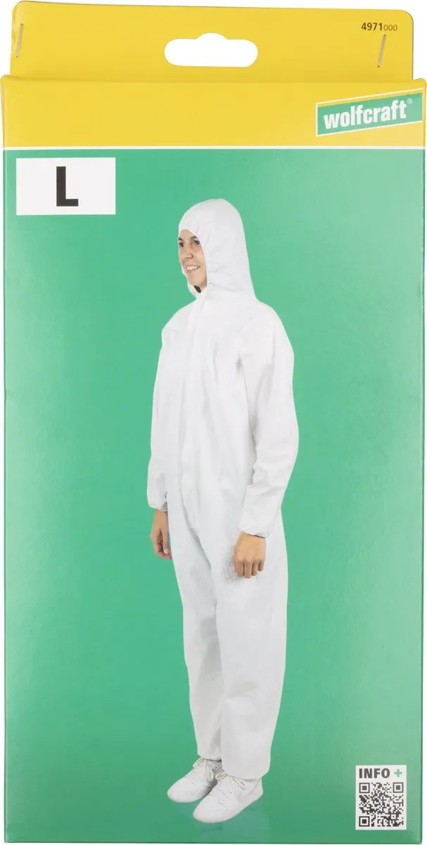 Wolfcraft Wegwerpoverall L - Wit