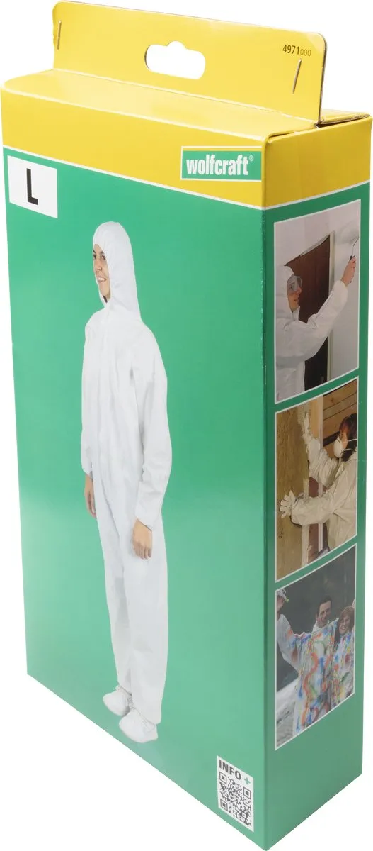 Wolfcraft Wegwerpoverall L - Wit