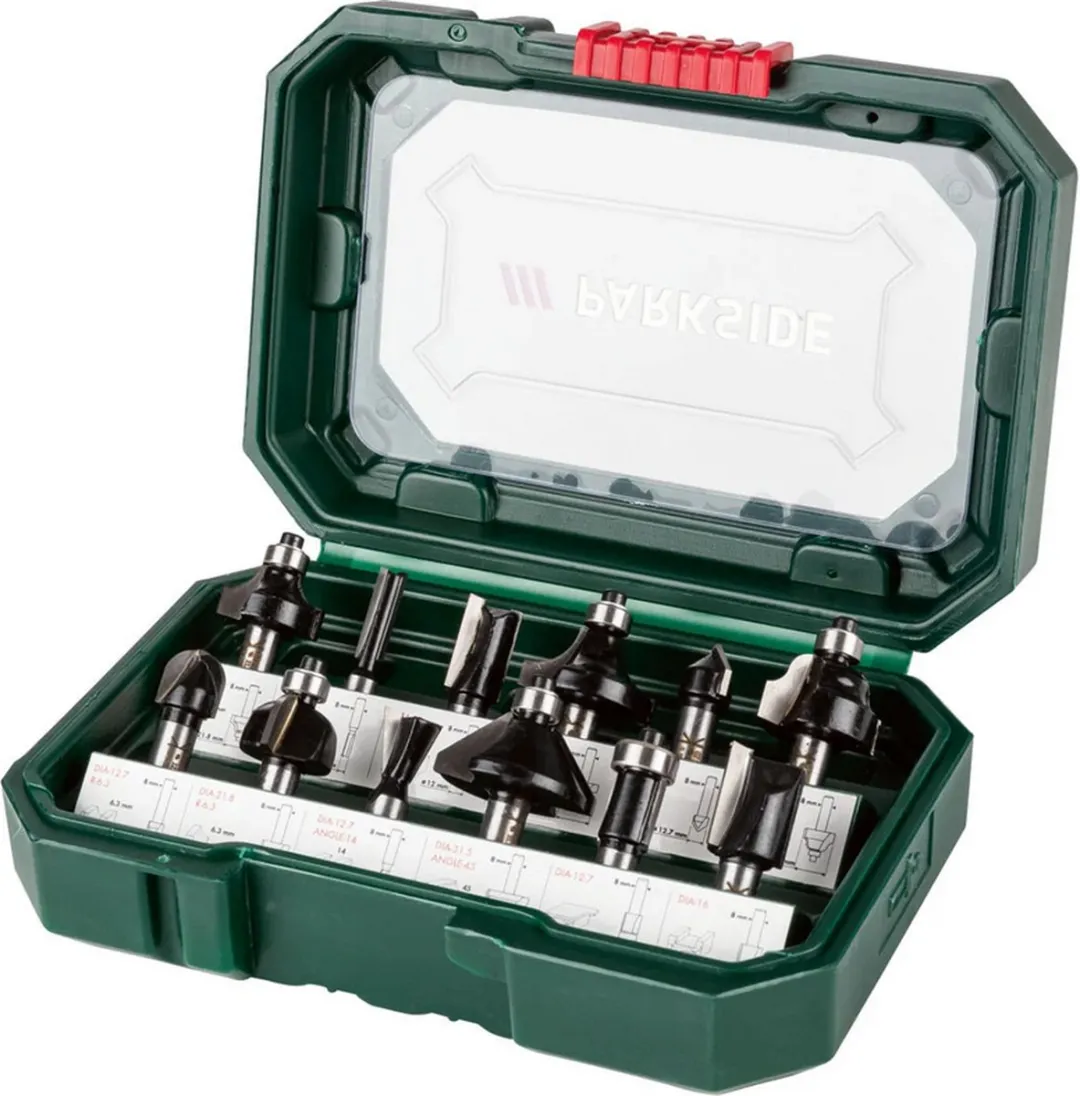 PARKSIDE Freesbit Set 12-delig - 8mm - Geschikt voor hout