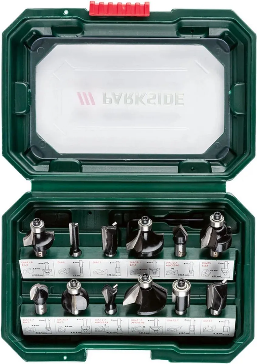 PARKSIDE Freesbit Set 12-delig - 8mm - Geschikt voor hout