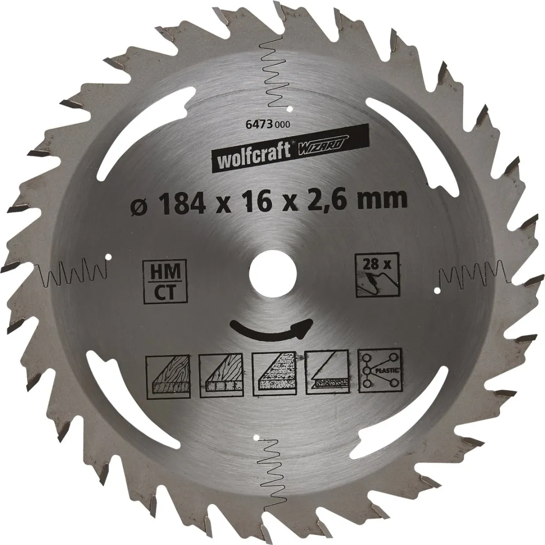 Wolfcraft Zilver Cirkelzaagblad 184x16mm 28 Tanden - 6473000