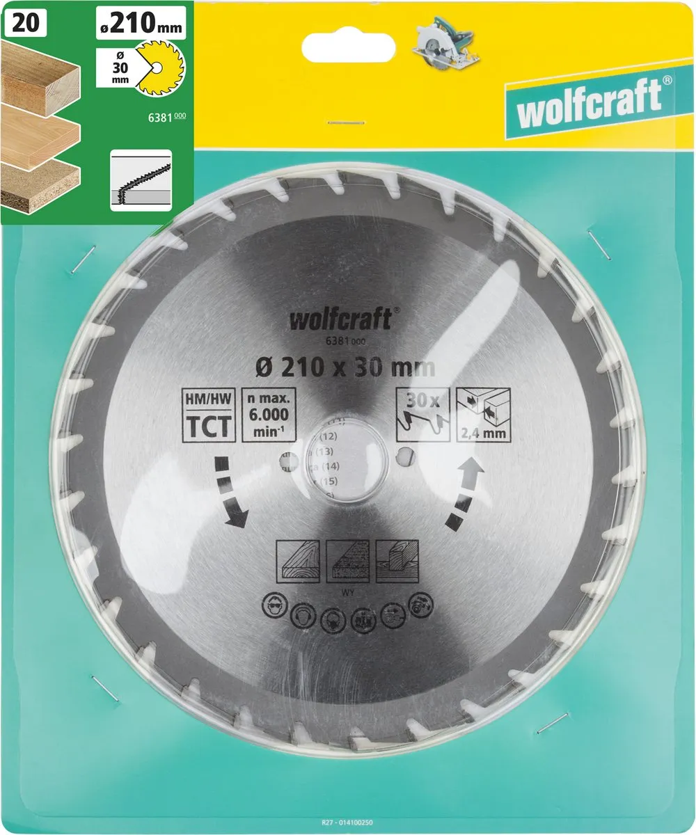Wolfcraft Cirkelzaagblad 210x30mm 30 Tanden - Serie Groen
