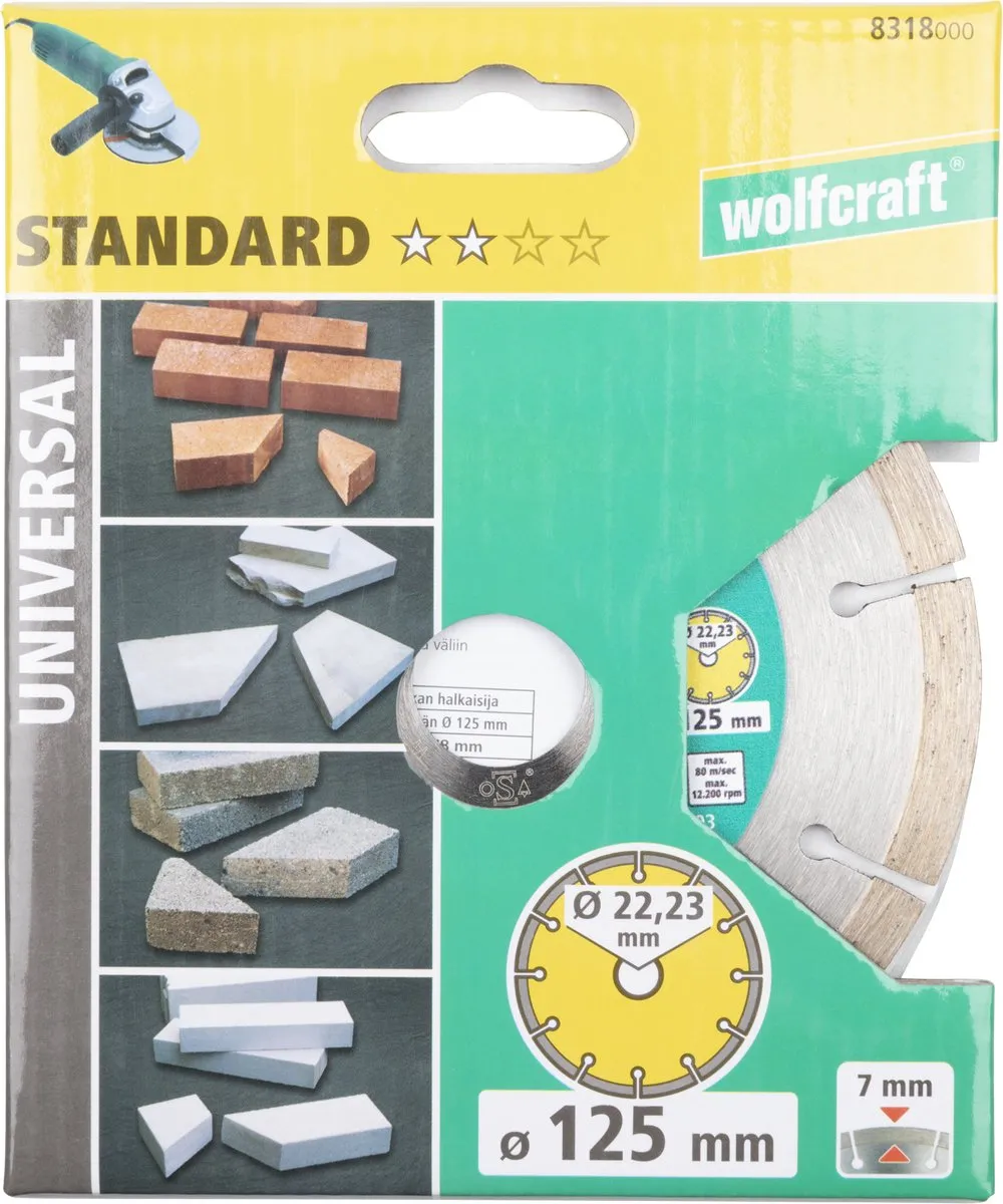 Wolfcraft Diamantdoorslijpschijf 125mm SOLID UNIVERSAL 8318000