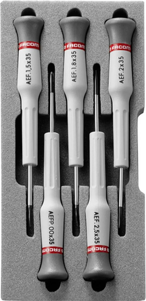 FACOM Micro-Tech AEF.J1PB Schroevendraaierset - 5 Stuks - Grijs/Zwart