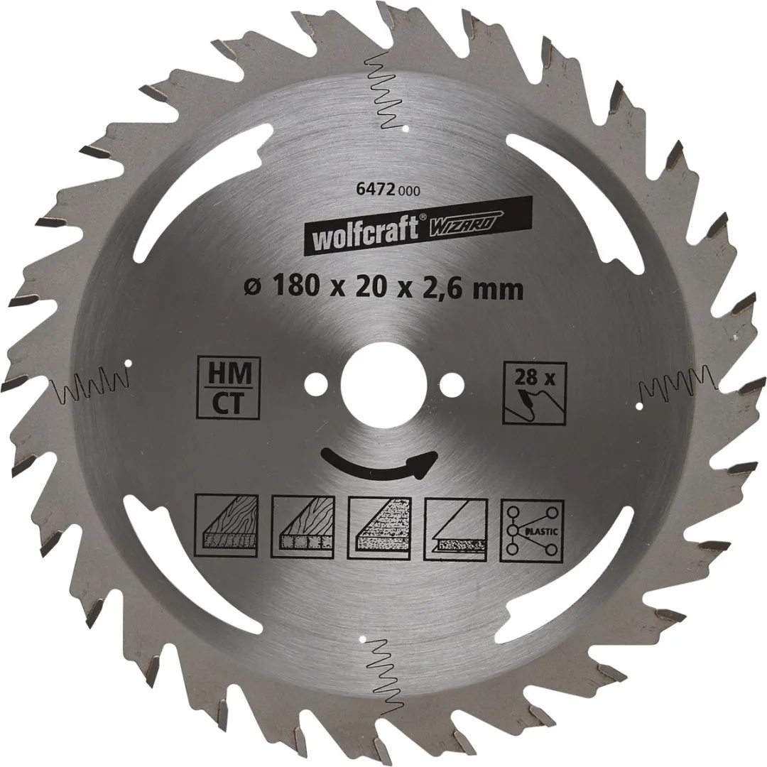 Wolfcraft Zilver Cirkelzaagblad 180x20mm 28 Tanden